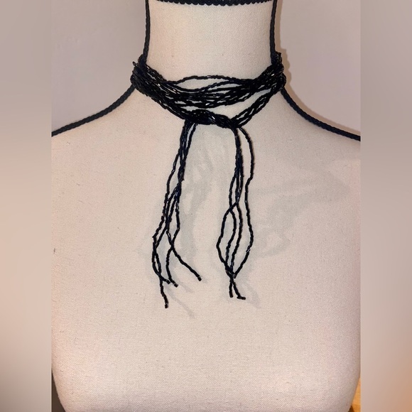 2 for 30$ Women Vintage shiny black strings super long Necklace  Y2K - Picture 8 of 10